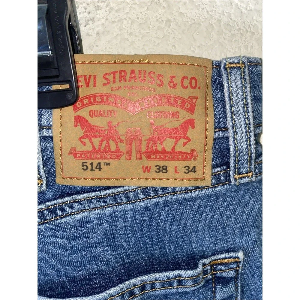 Levis 514 Straight Fit Men Jeans Blue Denim 38x34 Regular 005141537